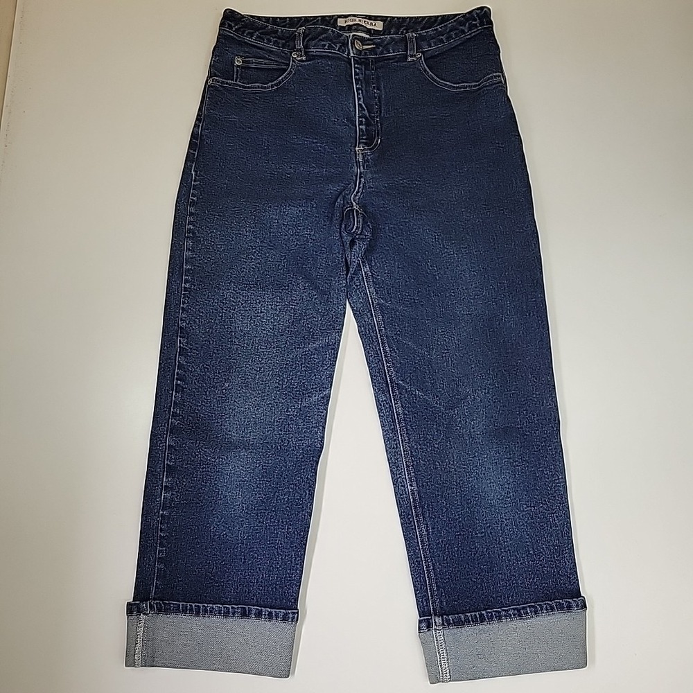 High Sierra Jeans Wide Leg‎ Cropped Womens Size 12  Stretch High Rise Denim Blue